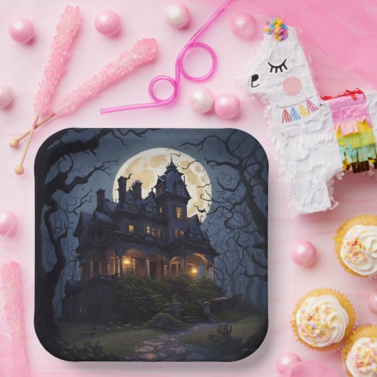 Halloween-Party Spuk Mansion Pappteller (Party)
