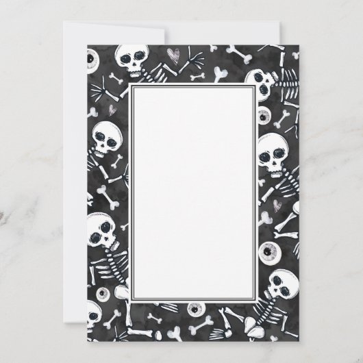 Halloween-Party Spuk Skeltons Schwarz-weiß Einladung (Rückseite)