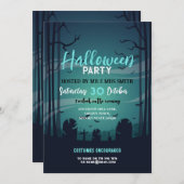 Halloween-Party Spuk Woods Fledermäuse Grüne Einla Einladung (Vorne/Hinten)