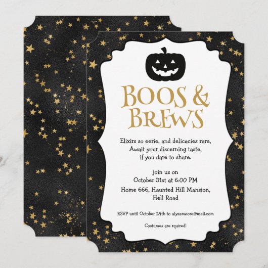 Halloween-Party-Sterne-Muster Einladung (Vorne/Hinten)