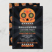 Halloween-Party Sugar Skull Oktober Orange Pumpkin Einladung (Vorne/Hinten)