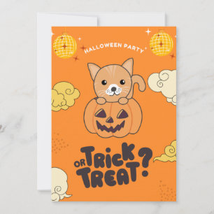 Halloween-Party-Süßigkeiten-oder-Saures-Katze Kürb Feiertagskarte