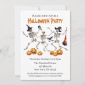 Halloween-Party tanzende Skelette Einladung (Vorderseite)