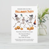 Halloween-Party tanzende Skelette Einladung (Stehend Vorderseite)