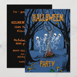 Halloween-Party tanzende Skelette Einladung