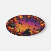 Halloween-Party-Teller: Spookes und festes Design Pappteller (Schrägansicht)