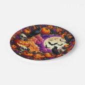 Halloween-Party-Teller: Spookes und festes Design Pappteller (Schrägansicht)