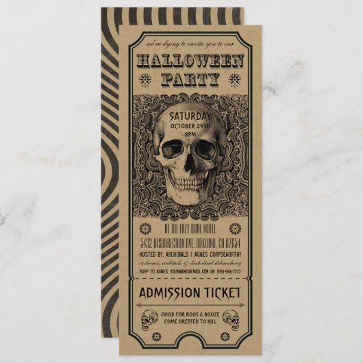 Halloween-Party Ticket Einladungen Steampunk Kraft (Vorne/Hinten)