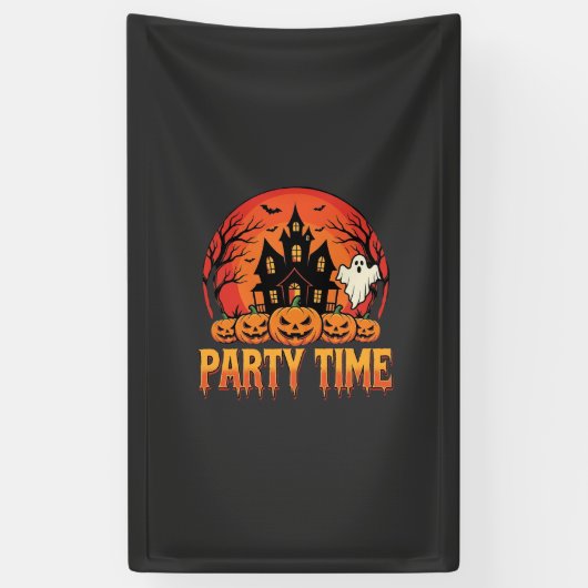 Halloween-Party-Time-Geist-Kürbis-Design_1 Banner (Vertikal)