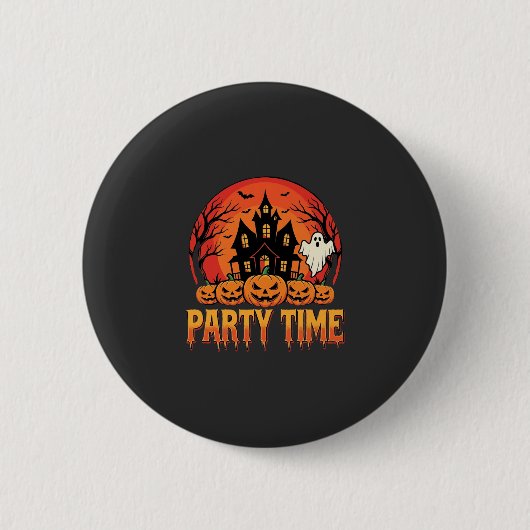 Halloween-Party-Time-Geist-Kürbis-Design_1 Button (Vorderseite)