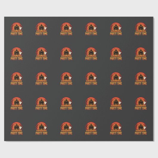 Halloween-Party-Time-Geist-Kürbis-Design_1 Geschenkpapier (Flach)