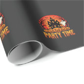 Halloween-Party-Time-Geist-Kürbis-Design_1 Geschenkpapier (Rolleneckpunkt)