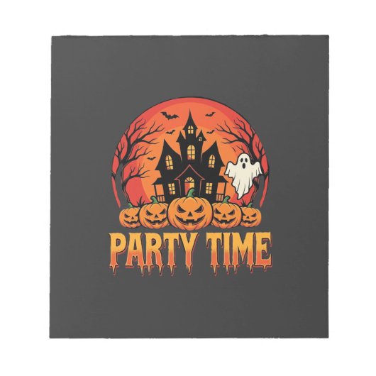 Halloween-Party-Time-Geist-Kürbis-Design_1 Notizblock (Vorderseite)