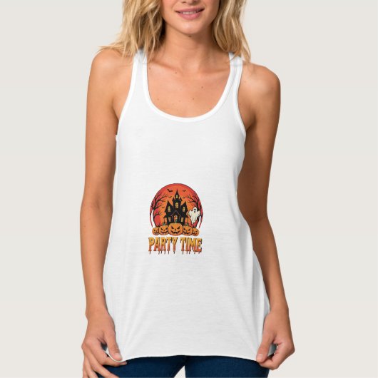 Halloween-Party-Time-Geist-Kürbis-Design_1 Tank Top (Vorderseite)