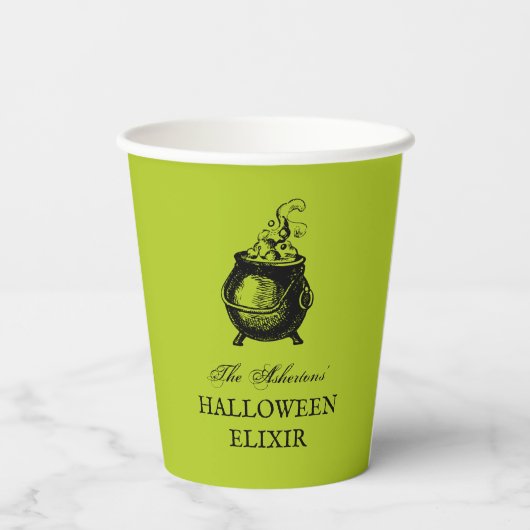 Halloween-Party-Tränke mit lustigem grünem Kessel Pappbecher (Rückseite)
