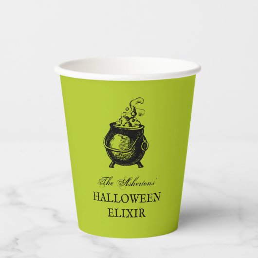 Halloween-Party-Tränke mit lustigem grünem Kessel Pappbecher (Vorderseite)