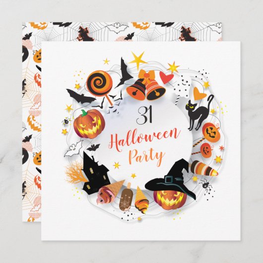 Halloween-Party Trendy Design Save The Date (Vorne/Hinten)