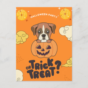 Halloween-Party Trick oder behandeln Boxer Pumkin  Feiertagspostkarte