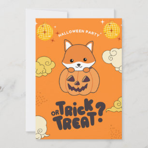 Halloween-Party-Trick oder behandeln Fox Pumkin-Ur Feiertagskarte