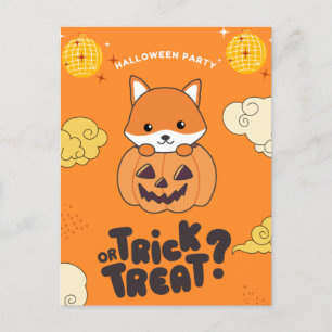 Halloween-Party-Trick oder behandeln Fox Pumkin-Ur Feiertagspostkarte