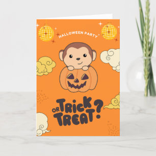Halloween-Party Trick oder Behandlung Affenpumpend Feiertagskarte