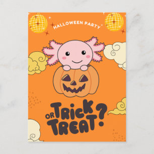 Halloween-Party Trick oder Behandlung Axolotl Pumk Feiertagspostkarte