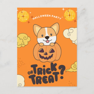 Halloween-Party Trick oder Behandlung Corgi Pumkin Feiertagspostkarte