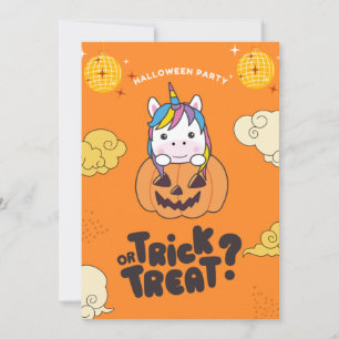 Halloween-Party Trick oder Behandlung Einhorn Pumk Feiertagskarte