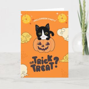Halloween-Party Trick oder Behandlung Katzen Pumki Feiertagskarte
