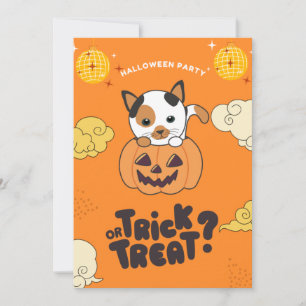 Halloween-Party Trick oder Behandlung Katzen Pumki Feiertagskarte