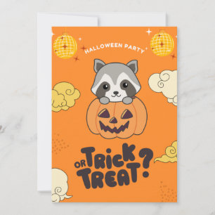 Halloween-Party Trick oder Behandlung Raccoon Pumk Feiertagskarte