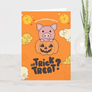 Halloween-Party-Trick oder Behandlung Schweinepump Feiertagskarte