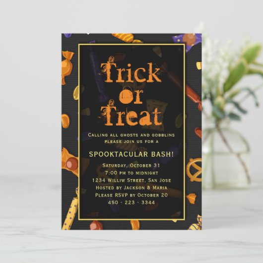 Halloween-Party Trick oder Behandlung Spooktacular Einladung (Stehend Vorderseite)