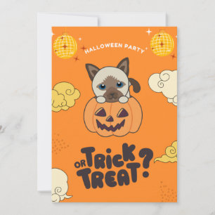 Halloween-Party-Trick oder Behandlung von Siamkatz Feiertagskarte