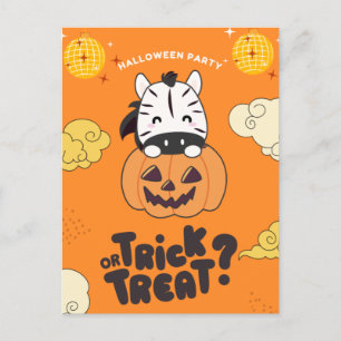 Halloween-Party Trick oder Behandlung Zebra Pumkin Feiertagspostkarte