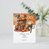 Halloween-Party TRICK ODER LECKEREIEN mit Katzenli Postkarte (Stehend Vorderseite)