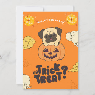 Halloween-Party Trick oder Mops Pumkin Holiday Feiertagskarte