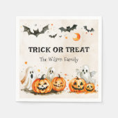 Halloween-Party Trick oder Treat Pumpkin Ghost Serviette (Vorderseite)