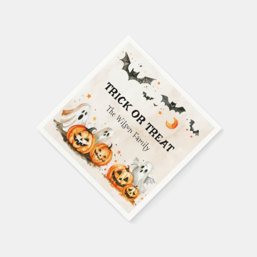 Halloween-Party Trick oder Treat Pumpkin Ghost Serviette (Ecke)