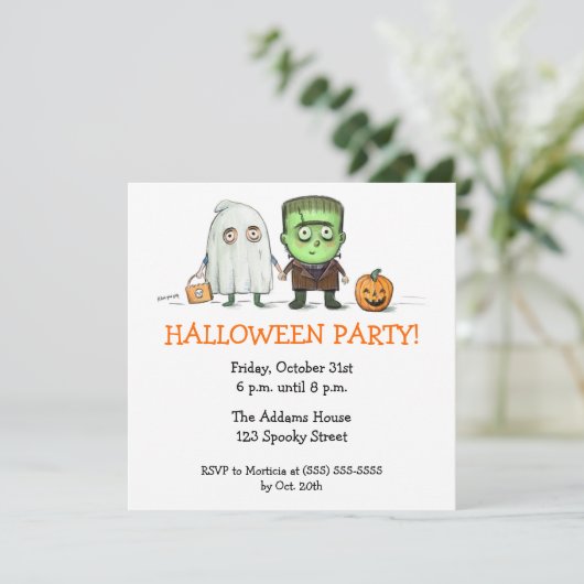 Halloween-Party-Trick oder Treater Einladungen (Stehend Vorderseite)