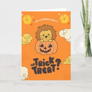 Halloween-Party Trick oder Treatment Lion Pumkin U Feiertagskarte