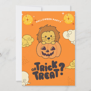 Halloween-Party Trick oder Treatment Lion Pumkin U Feiertagskarte