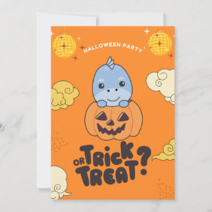 Halloween-Party Trick oder Trete Dino Pumkin Holid Feiertagskarte