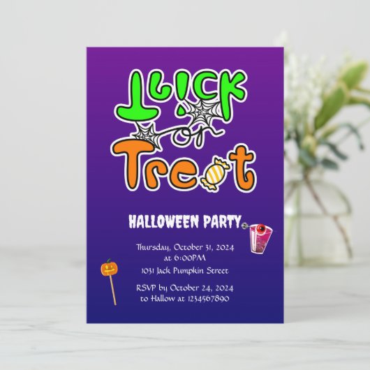 Halloween-Party Trick oder Trete Einladung (Stehend Vorderseite)