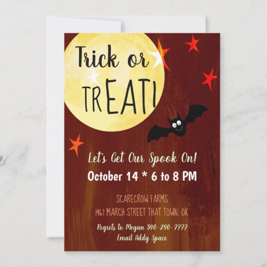 Halloween-Party Trick oder Trete Einladung (Vorderseite)