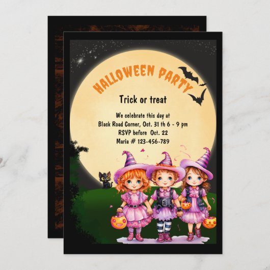 Halloween-Party Trick oder Trete Einladung (Vorne/Hinten)