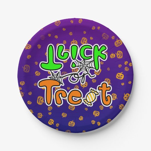 Halloween-Party Trick oder Trete Pappteller (Vorderseite)