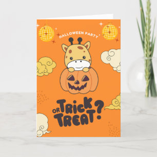 Halloween-Party Trick oder Treten Giraffe Pumkin H Feiertagskarte