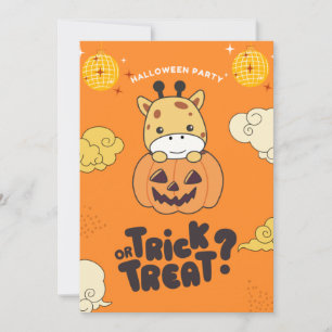 Halloween-Party Trick oder Treten Giraffe Pumkin H Feiertagskarte