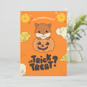 Halloween-Party-Trick oder Treuhandschuh Feiertagskarte (Stehend Vorderseite)